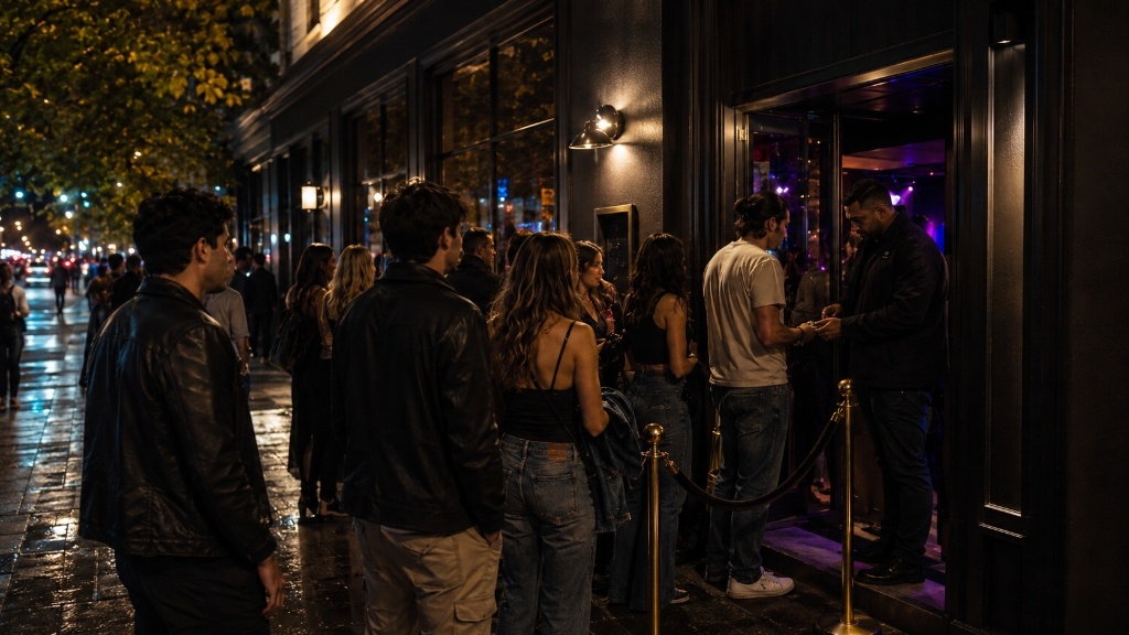Venue entrance at night